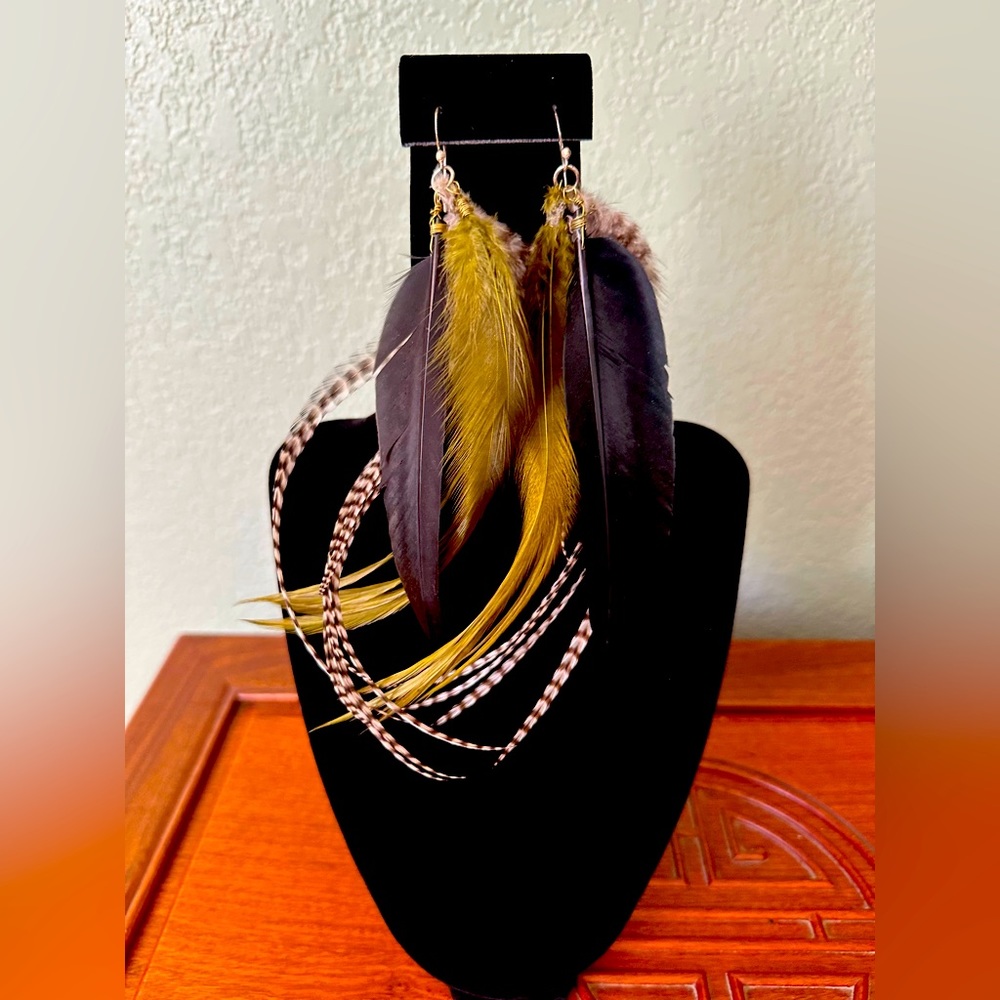 Earrings- South American handmade feather earrings. NWOT